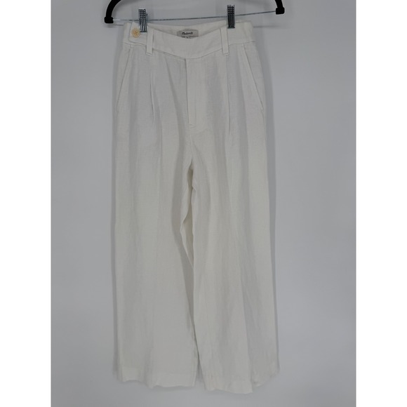 Madewell Pants - MADEWELL THE HARLOW WIDE-LEG PANT 100% LINEN WHITE NWT SZ 00 COASTAL LIGHTWEIGHT